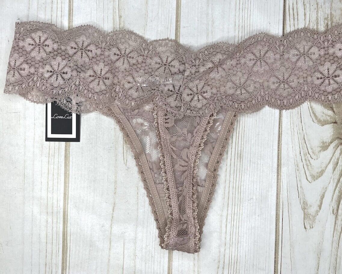 New 6 Pairs Love Lux Sexy Lace Thong Panties Black Blue Yellow Pink Beige