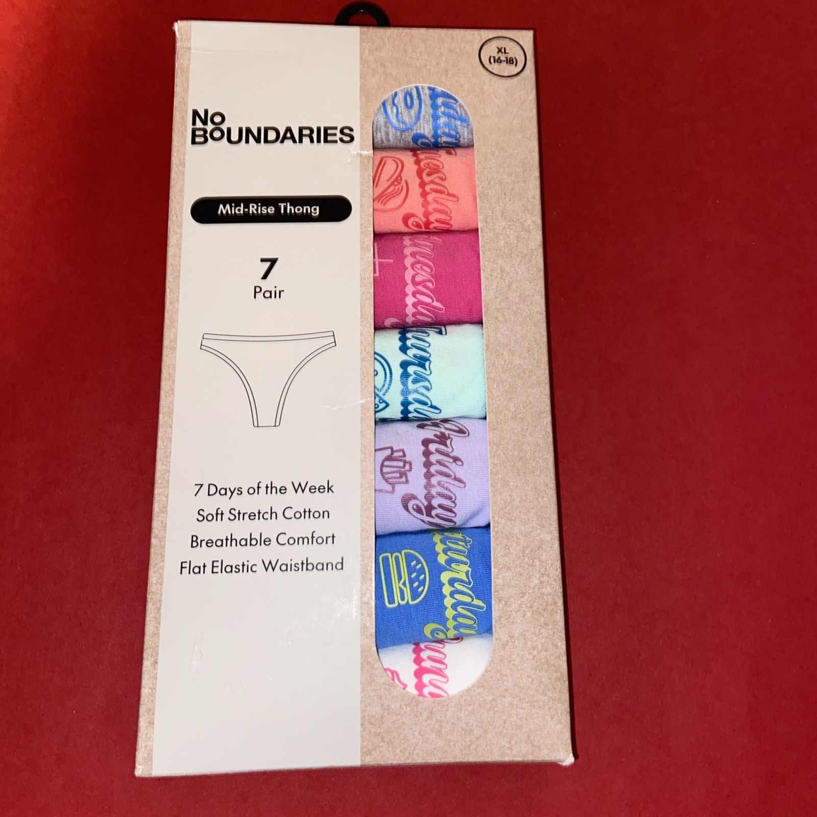 NO BOUNDARIES 7 PACK ! 7 DAYS OF THE WEEK THONG / X-LARGE