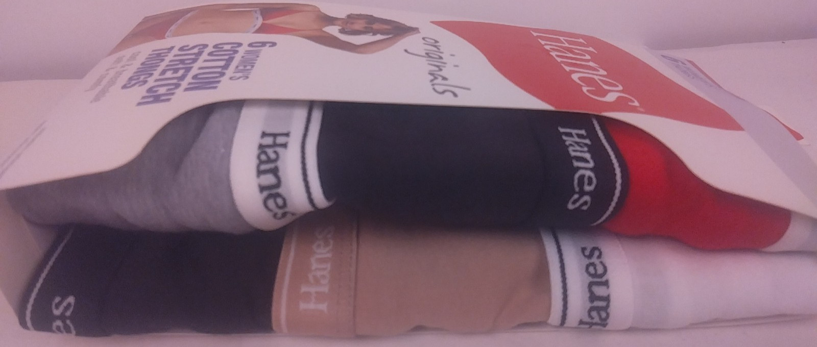 Hanes Ladies Originals 6 Pack Cotton Stretch Thongs Size 8XL – New. (66)