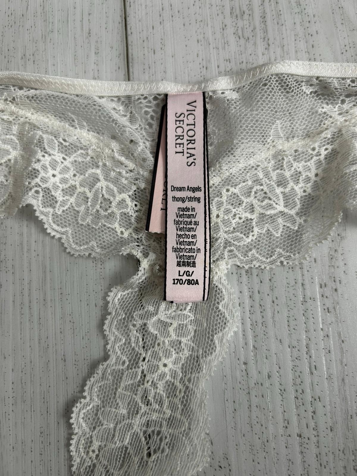 NWT Victoria’s Secret Thong Sz L Coconut White Floral Lace
