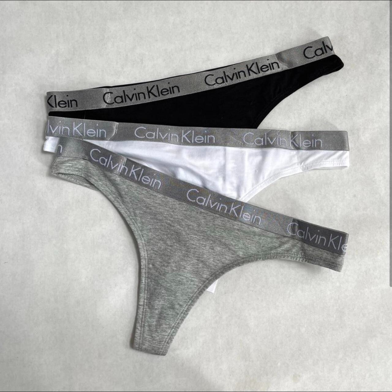 NWT Calvin Klein Thong Set Radiant Band Black White Grey 3pc