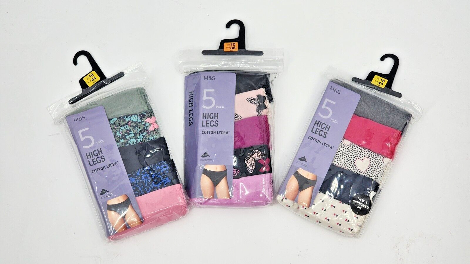 M&S Ladies 5 Pack Cotton Lycra High Legs Briefs Knickers Underwear 8 to 18