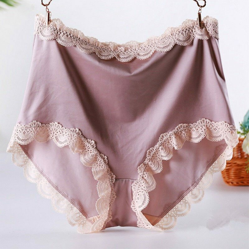 Boxer Women Silky lace edge Knicker High Waist comfortable Satin Briefs Ladies