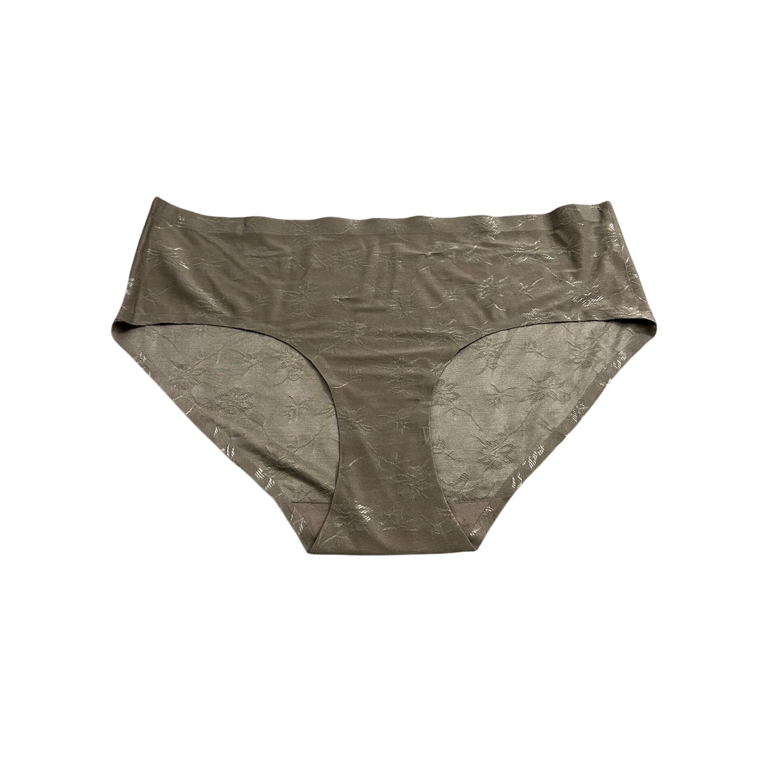 Daisy Fuentes Hipster Panties Women XL Taupe Excellent Seamless Floral Jacquard