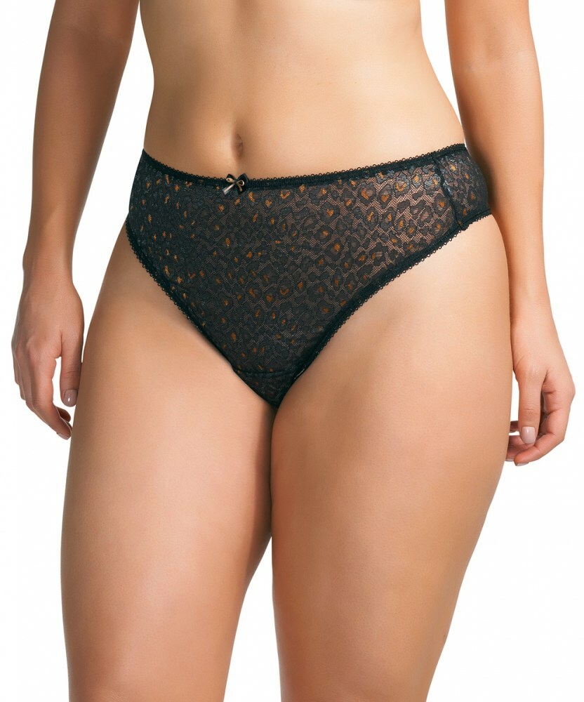 Elomi Ophelia Collection Thong Panty L XL Black Lace 8397