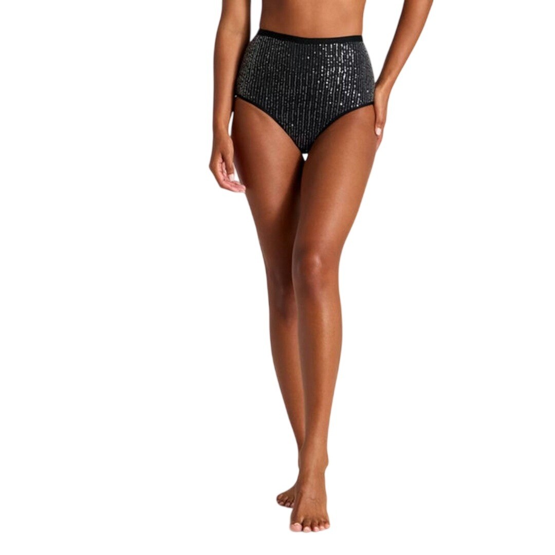 Wild Fable Women’s Black Sequin High Waist Intimates Brief Panty Size L