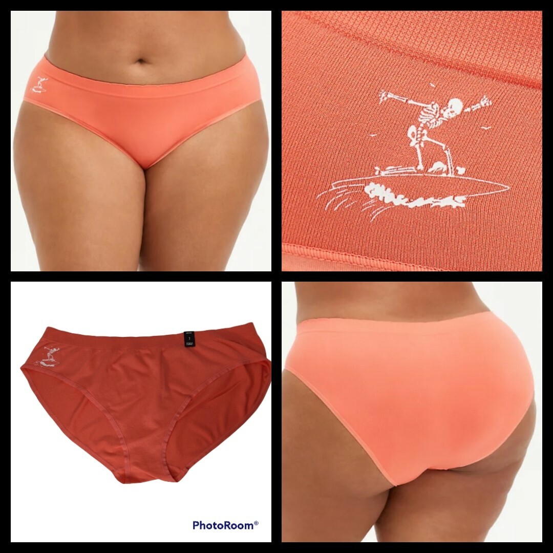 3X 22W 24W Torrid Coral Seamless Hipster Panty Surfing Skeleton NWT Plussize