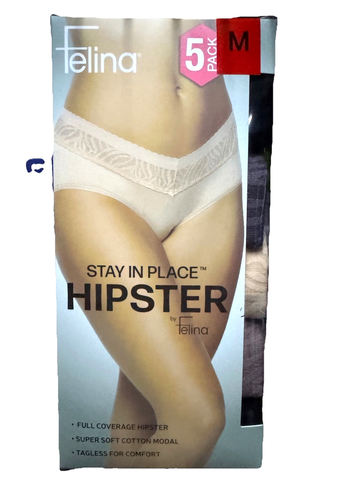 NEW Felina Women’s 5 Pack Full Coverage Hipster Panties Underwear Black/Tan M