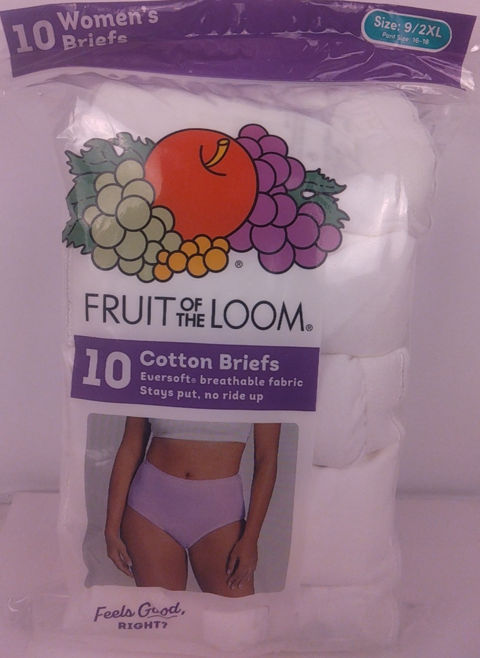 Fruit Of The Loom Women’s 10 White Cotton Briefs Size 9 – New. (51.2)