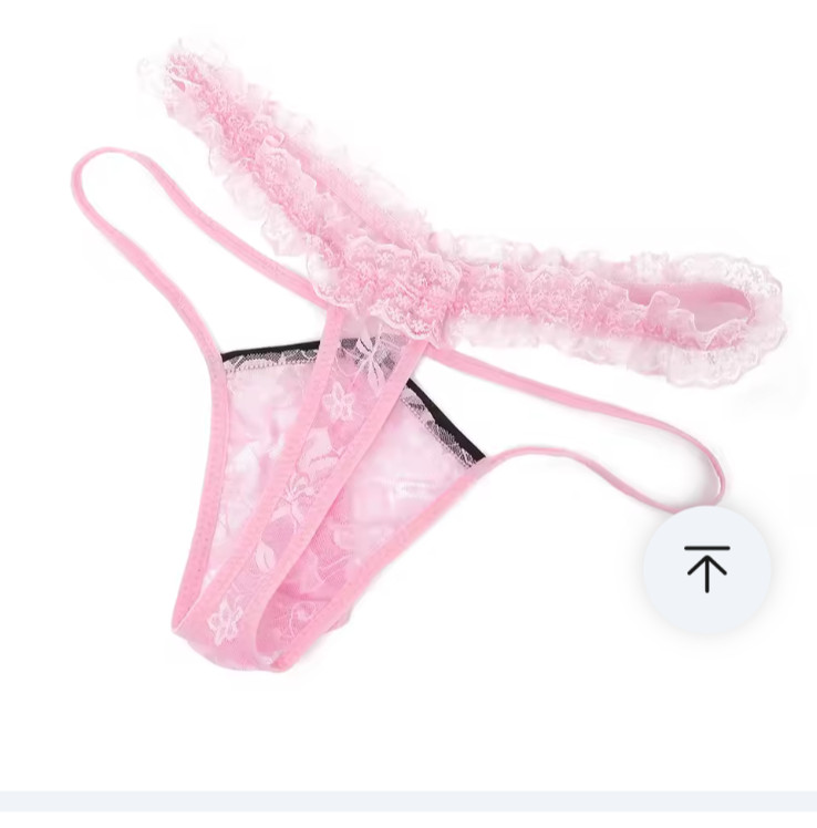 Men’s Lace Thong Panty Kawaii Sissy Frilly Low Waist T-back G-String One Size