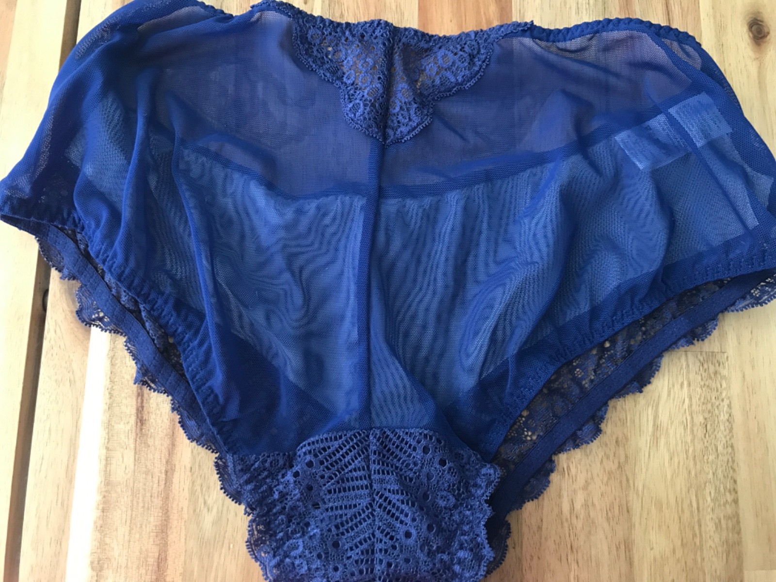 Curvy Kate blue pink lace edge brief sheer back new uk 12 new