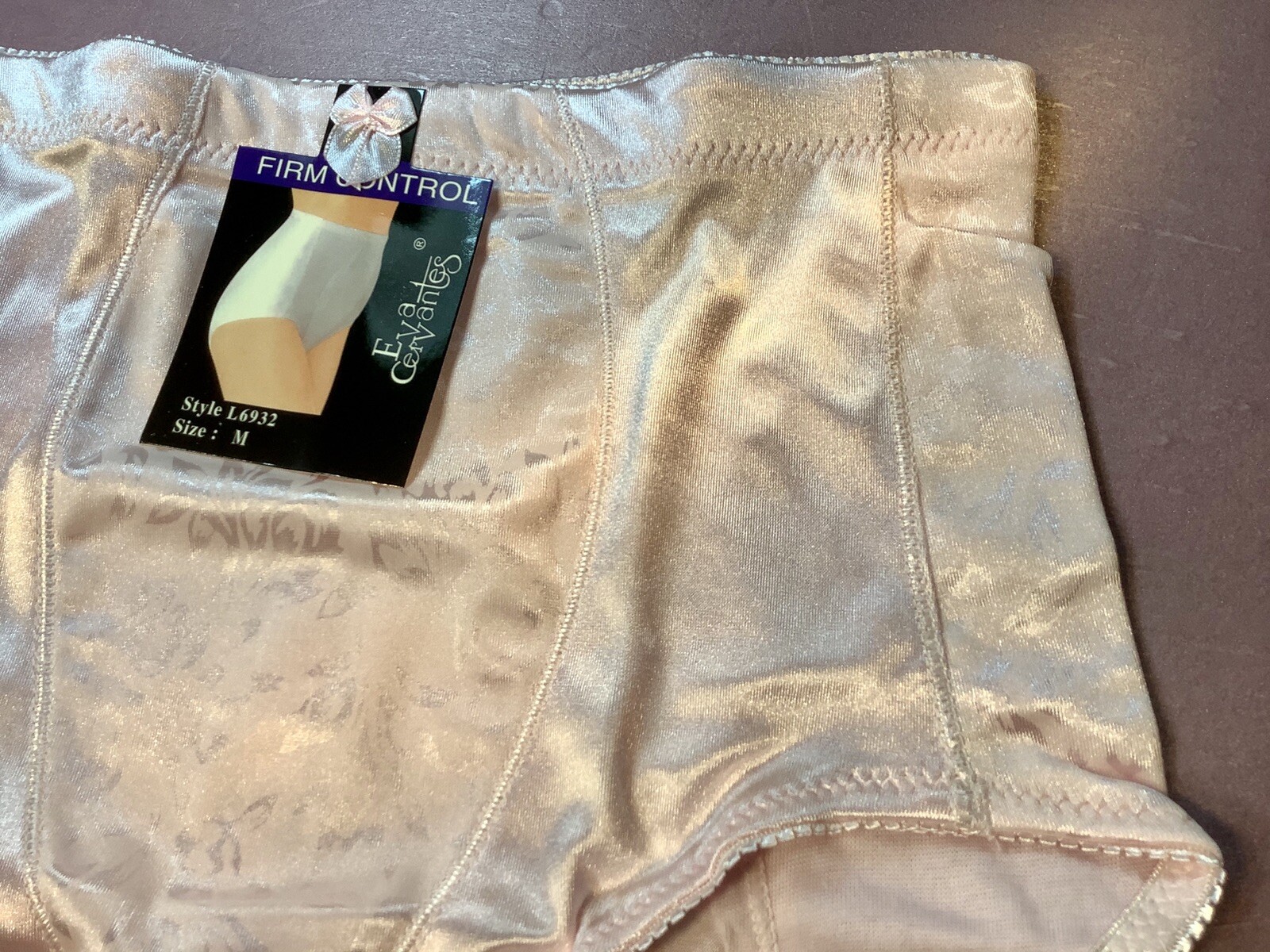 Women Control Panties Briefs EVA CERVANTES size L.satin Shiny Soft Sturdy Floral