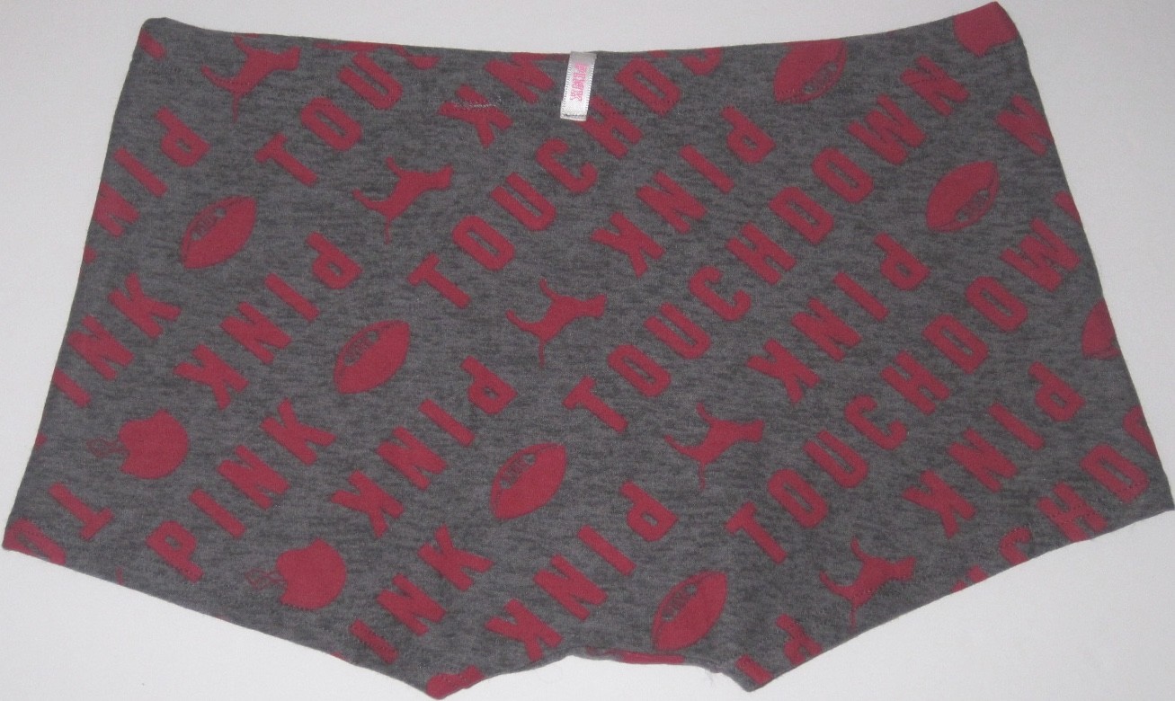 NWT VICTORIA’S SECRET PINK GRAY RED TOUCHDOWN FOOTBALL HELMET BOYSHORT PANTIES