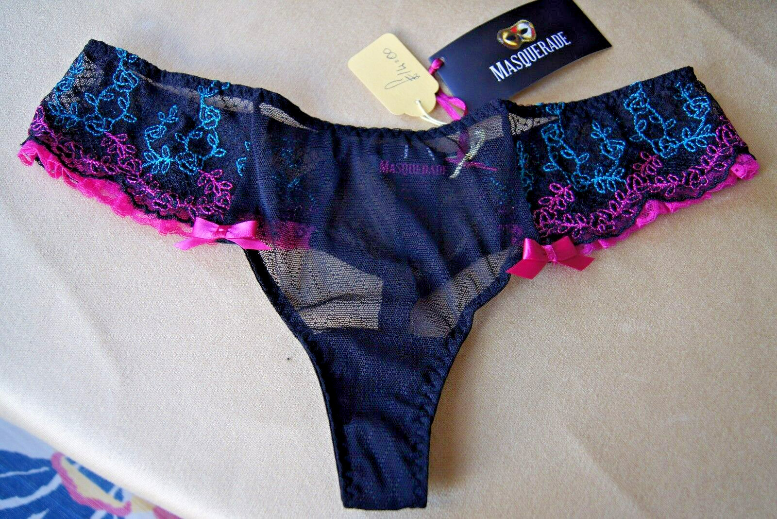 Masquerade by Panache Showtime CARNIVAL Black/Pink Hipster Thongs
