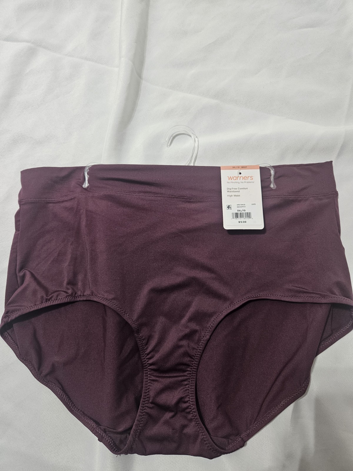 WARNERS, WOMEN’S NEW PLUM POLY BL HI WAIST FULL BRIEF, SIZE 10/3XL