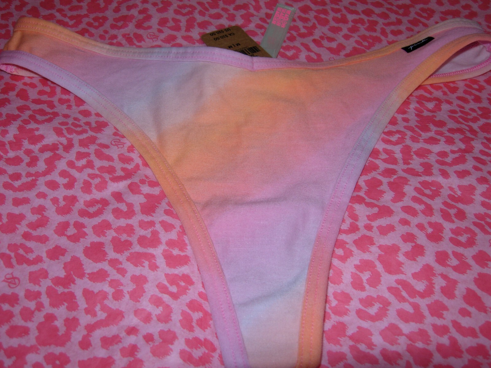 Victoria’s Secret PINK Sexy Thong String V-Cut LOGO Pink Gradient Hard2Find NWT