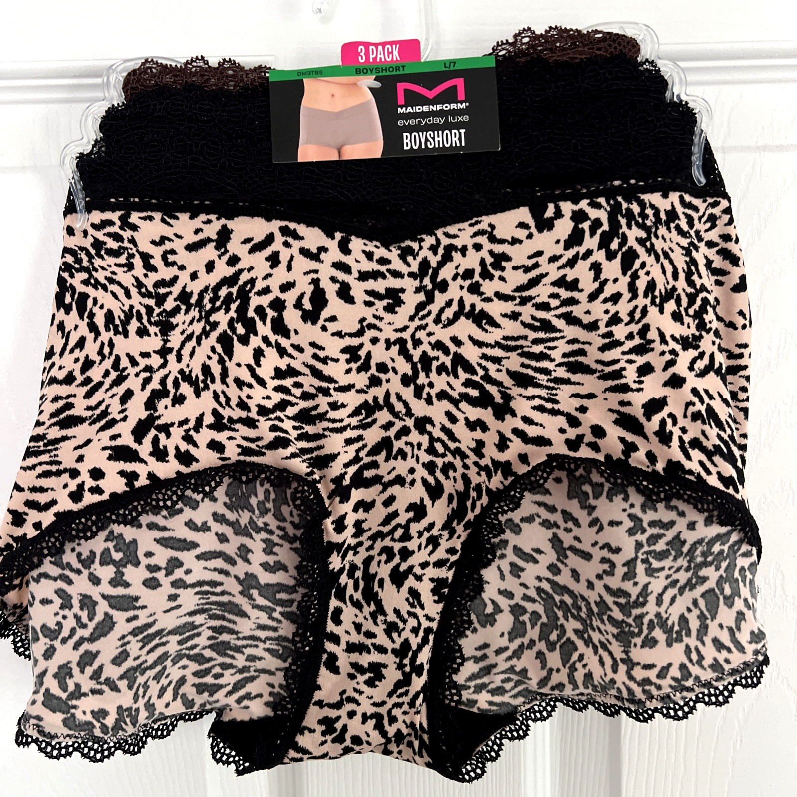 NEW 3 Pack Maidenform Everyday Luxe BoyShorts Panties L/7 Multi-Color DM3TBS