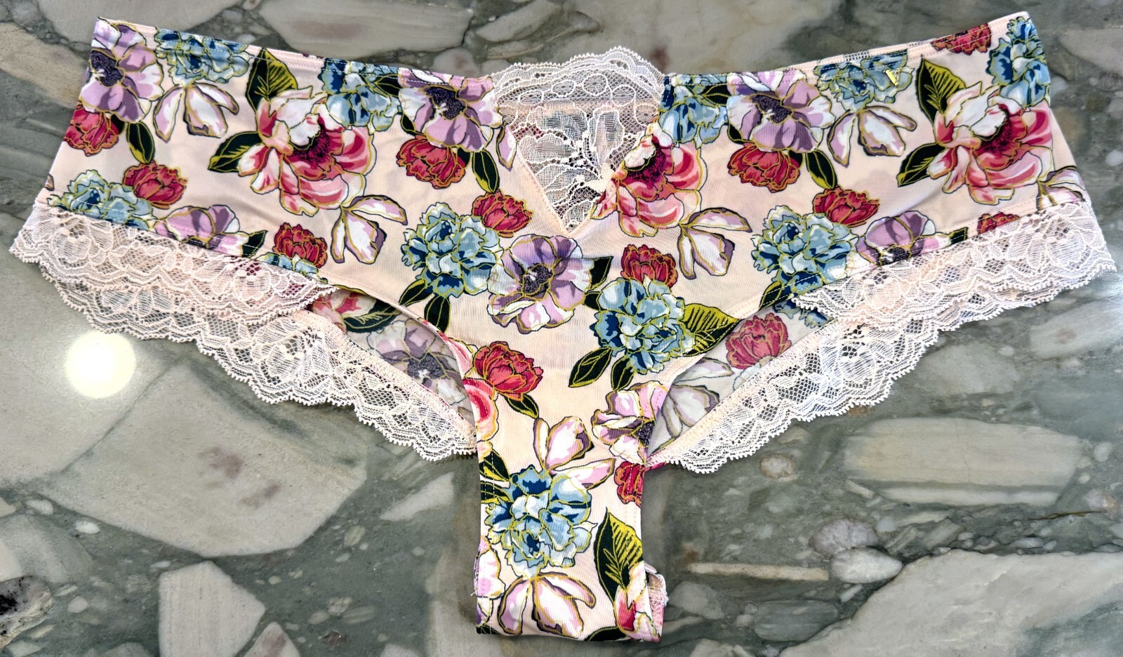 NEW Victoria Secret Very Sexy Micro Lace Inset Cheeky – Purest Pink Floral – XL