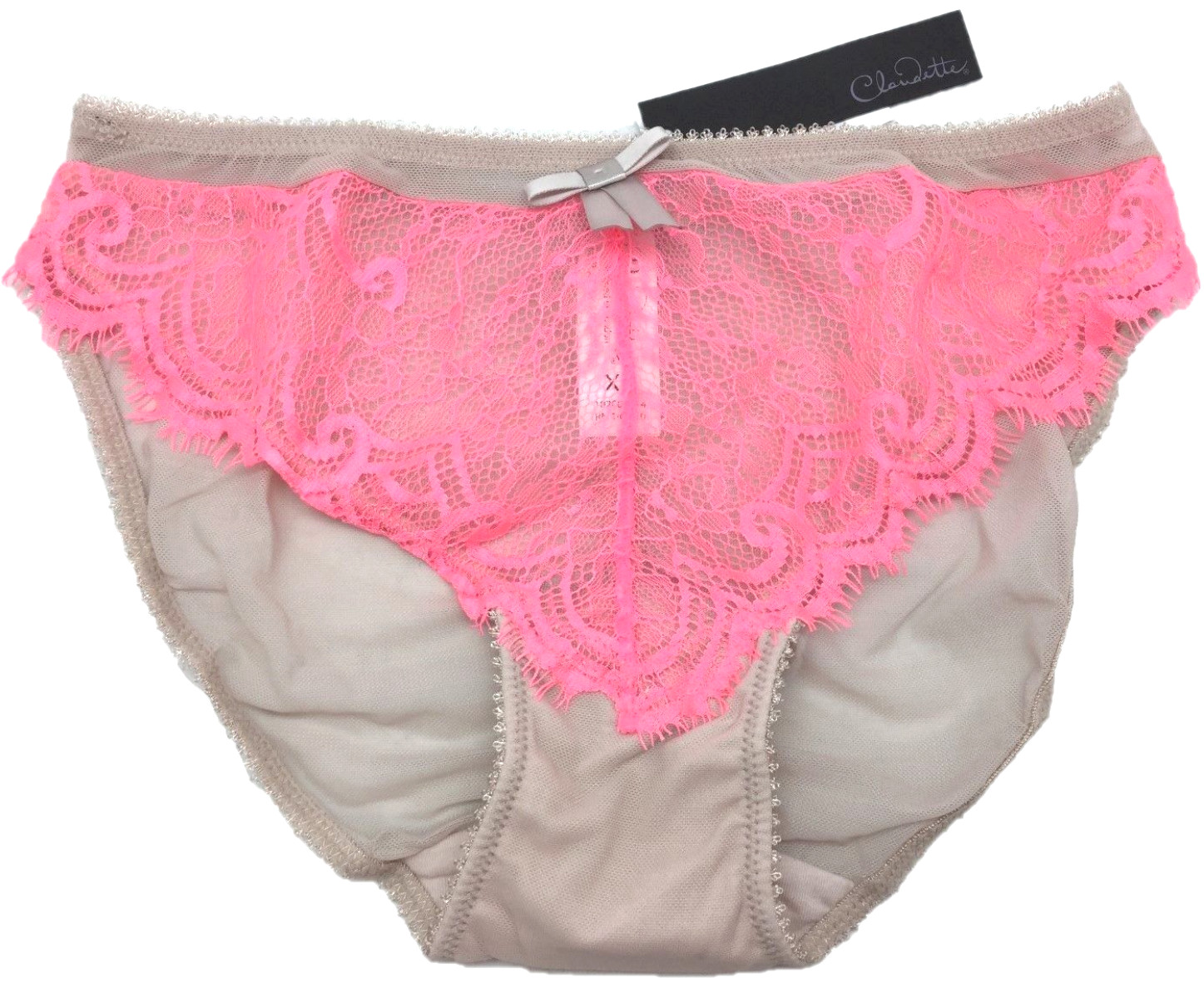 Claudette Odette Hot Coral Blondie Bikini Panty Brief Women Sexy Lingerie Sz XS