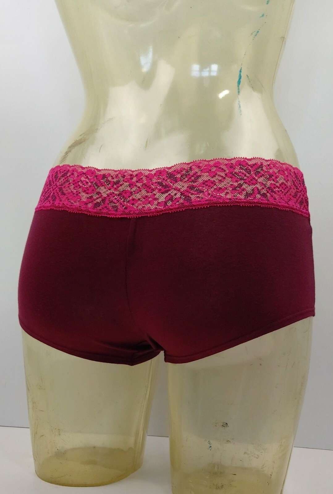 La Senza Claret (Red) Contrast Lace Trim Boyshort Knickers/Briefs – Size S to XL