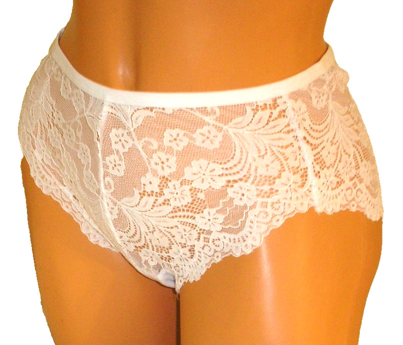 Panties Lingerie White Lace Brief 0XL Adult Gift