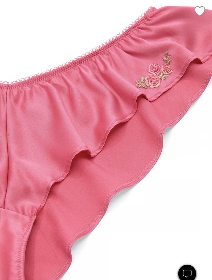 VICTORIA SECRET DREAM ANGELS Pink Satin Roses Flutter High Leg Brazilian NWT