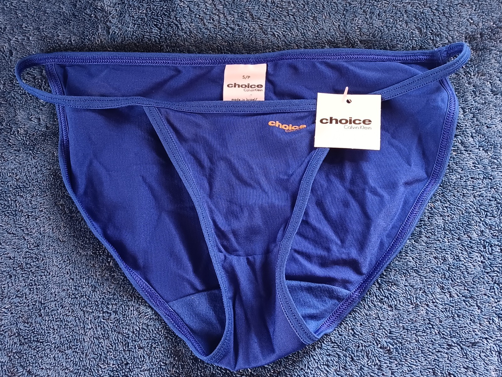 Vtg 2000s Bright Blue CALVIN KLEIN CHOICE String Bikini Panty NYLON ELASTN S NWT