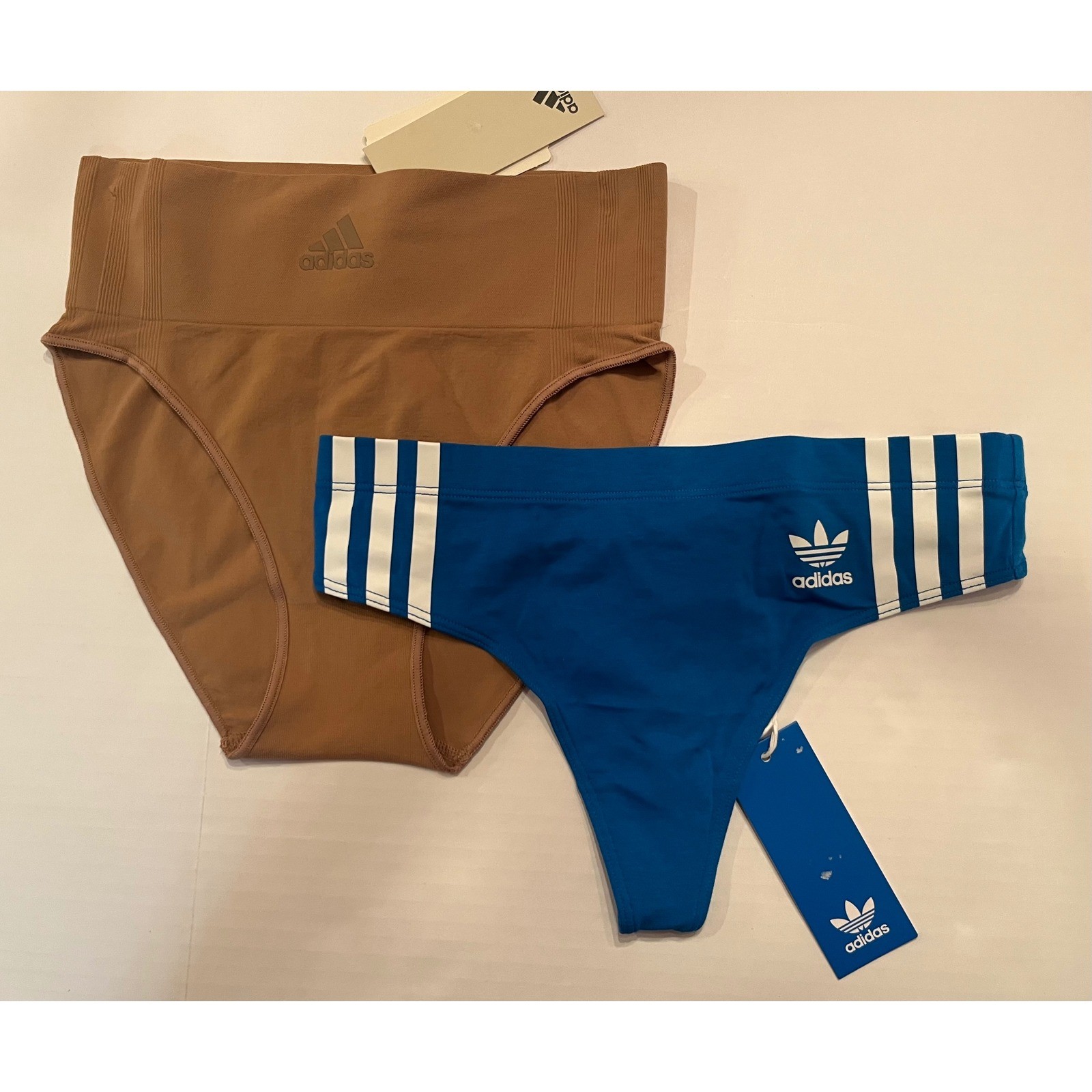 Adidas 2 Pair Panties Underwear One Brief and One Wide Side Thong Size XS