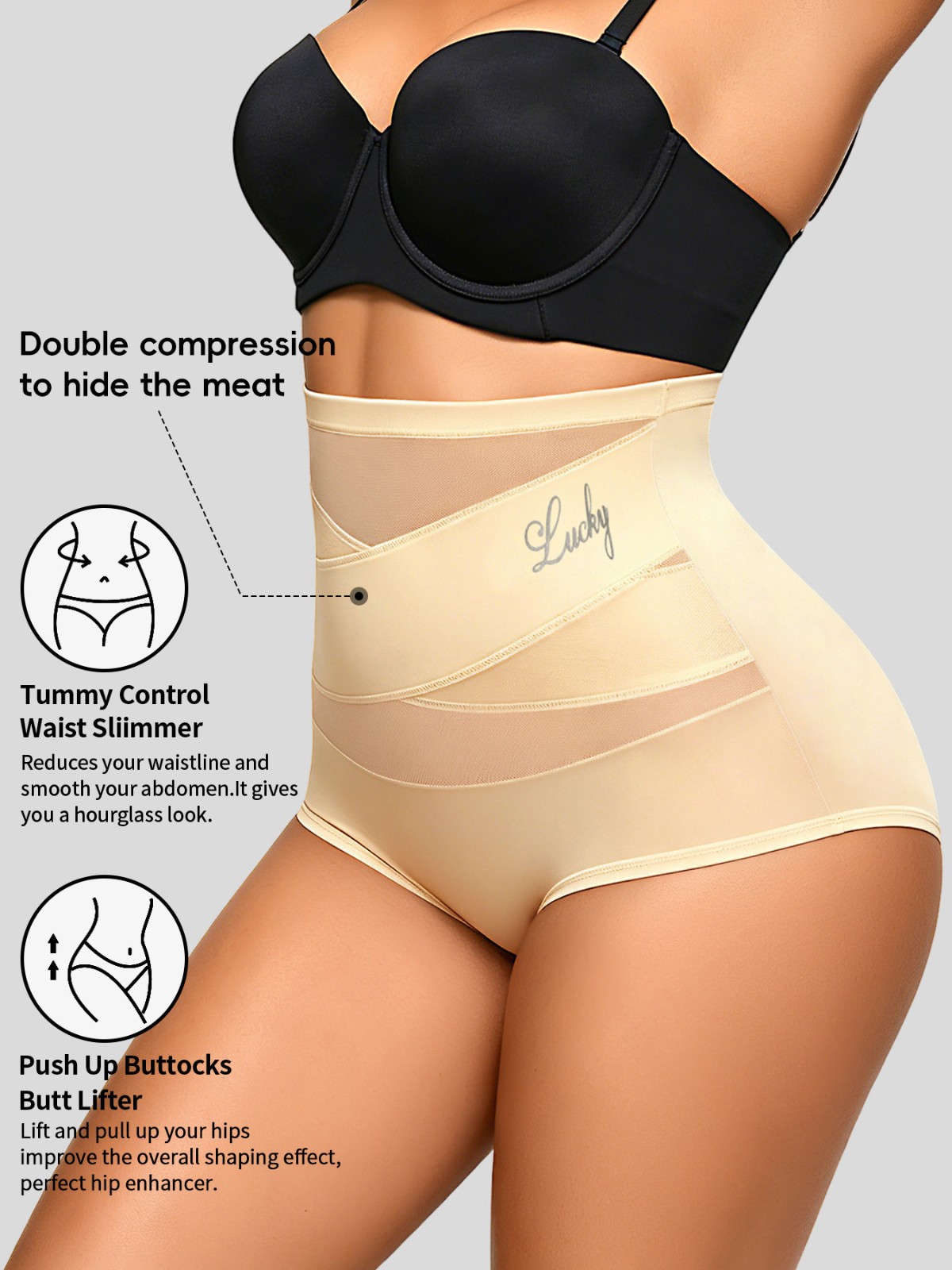 2 Pack High Waist Tummy Control Panties Shaping Cross Strap Briefs Women