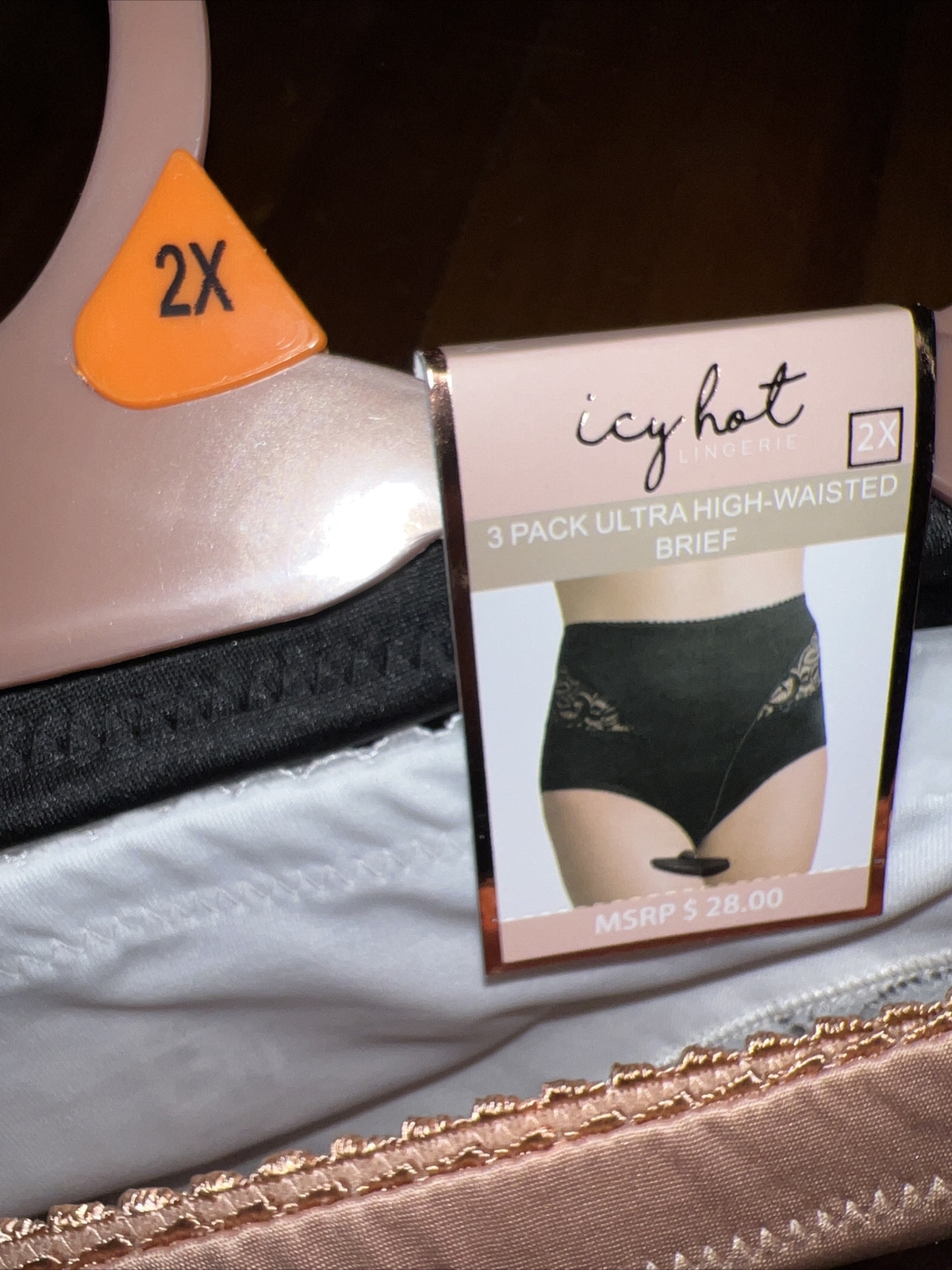 NWT Icy hot 3 pack ULTRA HIGH-WAISTED BRIEFS 2X beige cream black NICE! New~