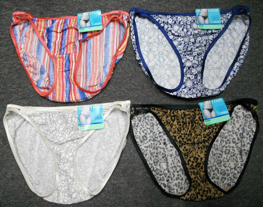 4 pack VANITY FAIR String Bikini ILLUMINATION 18108 panty Mixed PRINTS – 7 / L