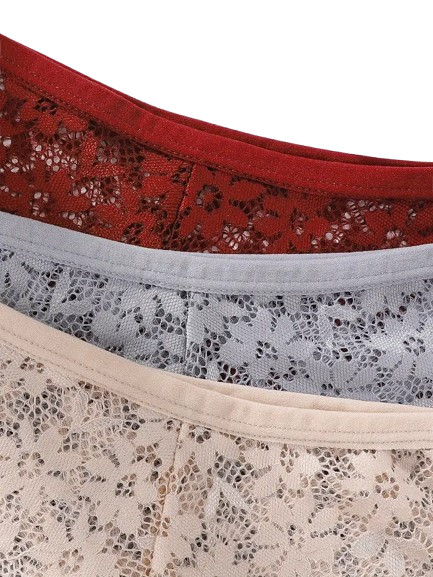 8pcs Women’s Lace Panties – Breathable, Low Waist, Stretchy, Mixed Colors