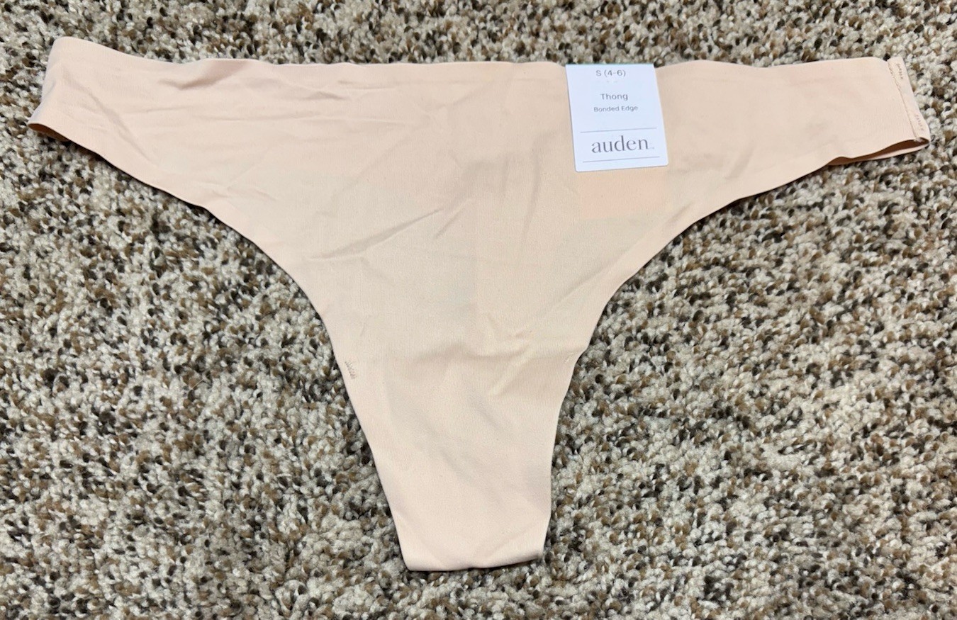 Auden Soft Beige Bonded Edge Thong. Size: S (4-6).