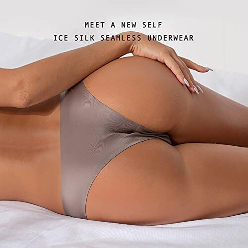 6 Pack Lot Womens Ice Silky Panties Briefs Seamless Thongs Underwear Lingeries