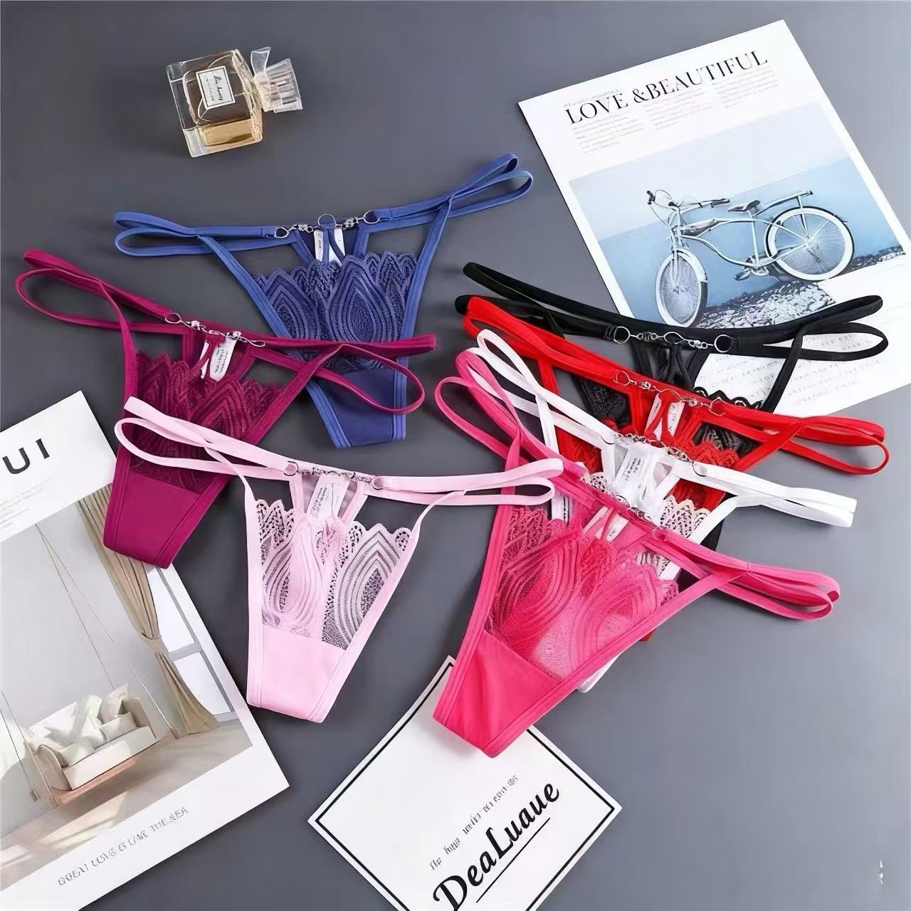 7 Pack Lot Sexy Womens G string Thongs Panties Bikinis Lace Underwear Lingeries