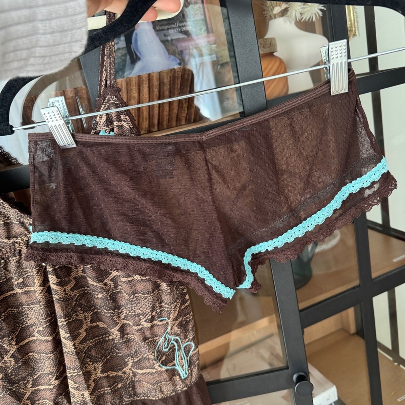 Vintage y2k baby Phat lingerie set dress top lace undies mesh snake logo cami