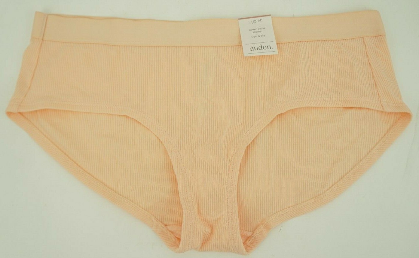 NEW Auden Women’s L (12-14) Peach Cotton Blend Light & Airy Hipster Panties