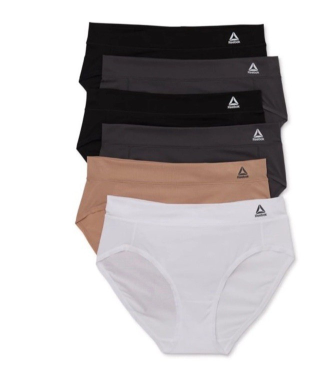 REEBOK Women’s Air Tech Stretch Mesh Assorted Performance 6-pack Hipsters Sz 2XL