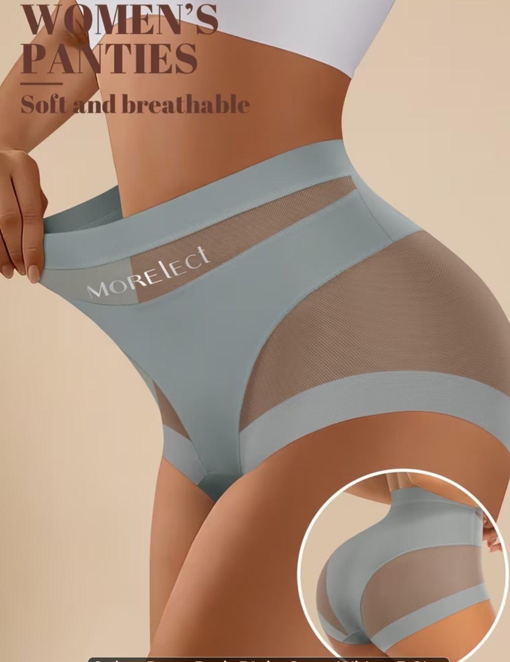 MORElect Women’s High-Waisted Mesh Panties Breathable Stretch 4-Pack S-XXL