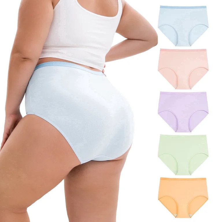 INNERSY Women’s Plus Size Cotton Underwear XL-6XL High Waisted Briefs Panties 5-