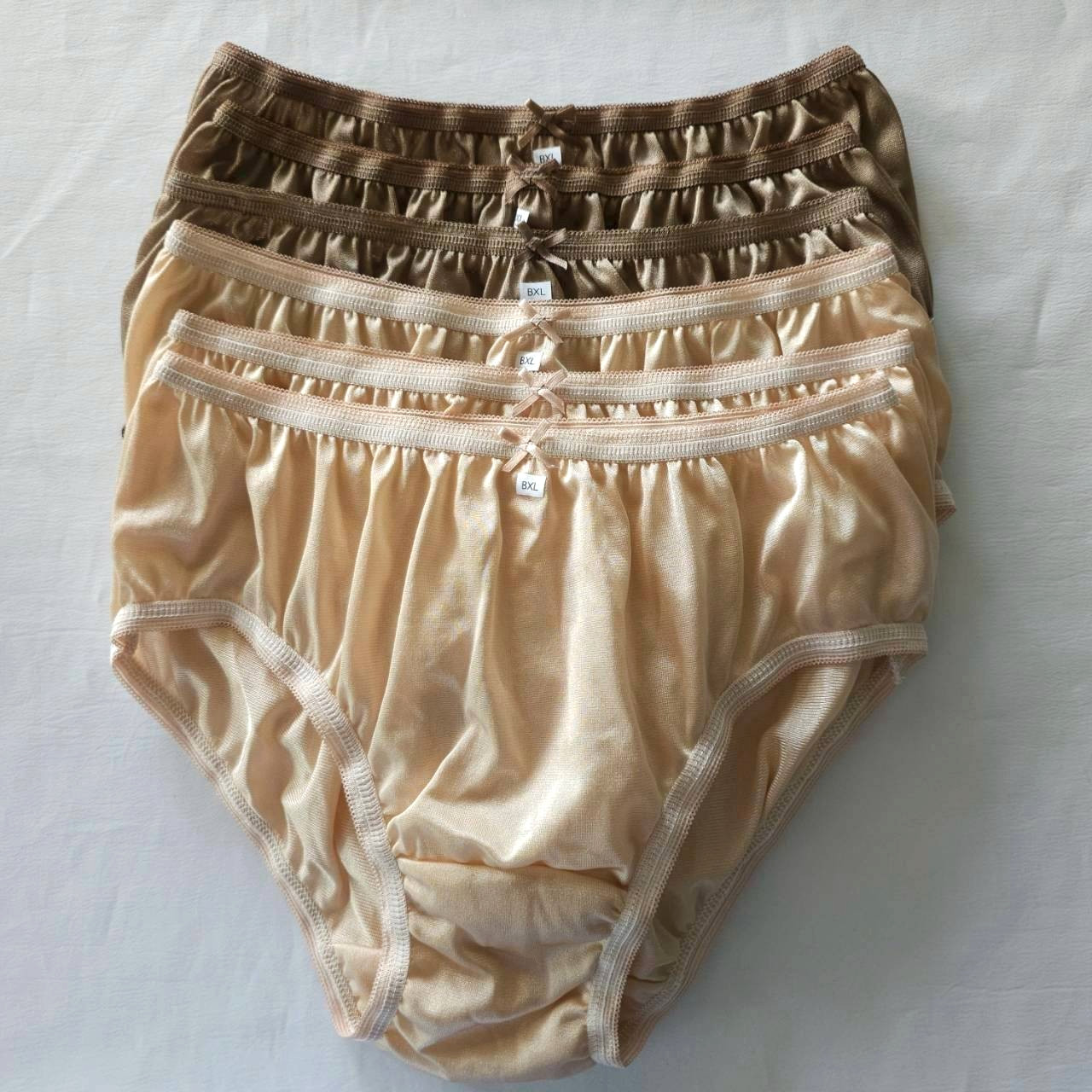 6 Bikini Panties Underwear Woman Men Light Nylon Soft Briefs Hip 38″-42″XL/Brown