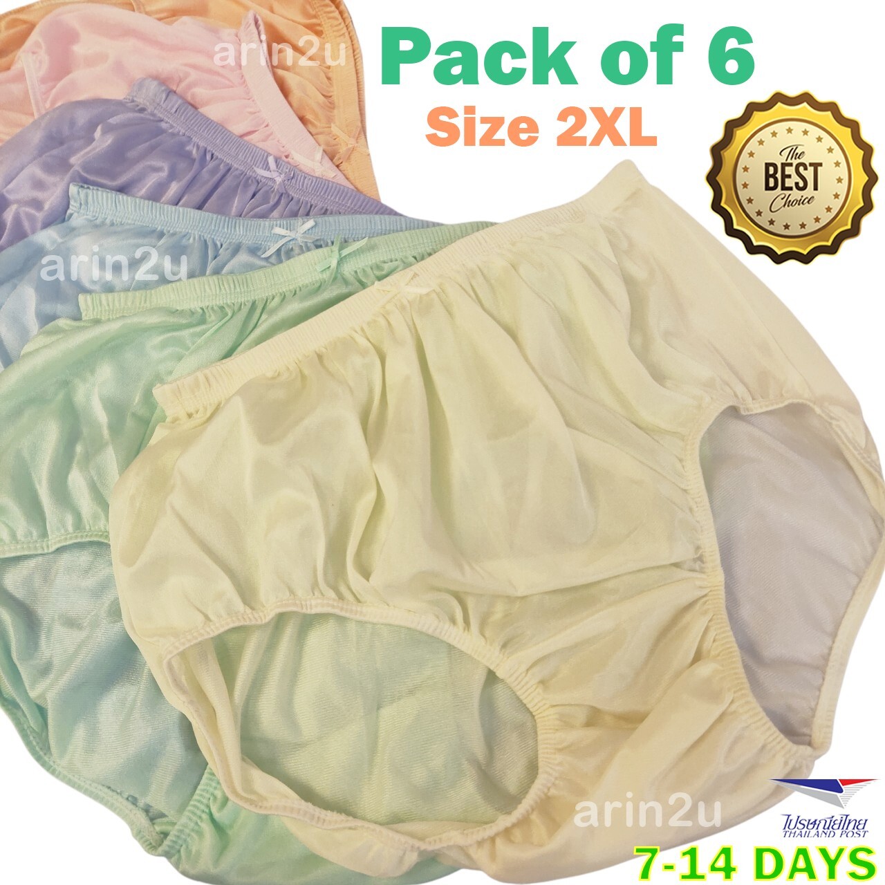 Pack of 6 High Waisted Underwear Hips 40″-50″ Silky Nylon Panties Briefs Lightwe
