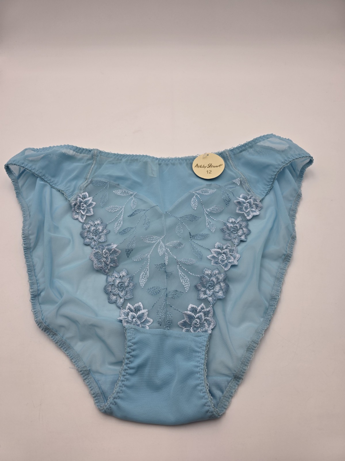 2 Pr NWT Sz 12 Ashley Stewart Plus Panties Hi Cut Sheer Lace Blue & Pink