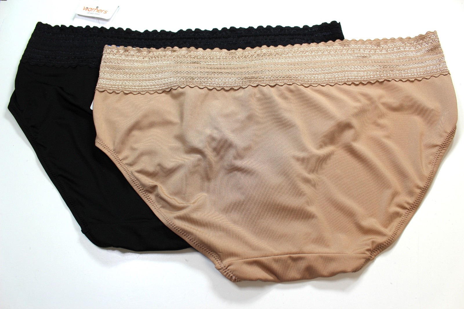 WARNERS Two Pack Hipster Panties Size XL/8 Black & Beige