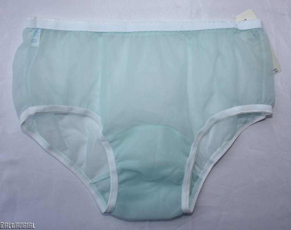 RG VINTAGE RETRO NANCY KING SHEER BABY BLUE NYLON BIKINI PANTIES SIZE 6 MEDIUM