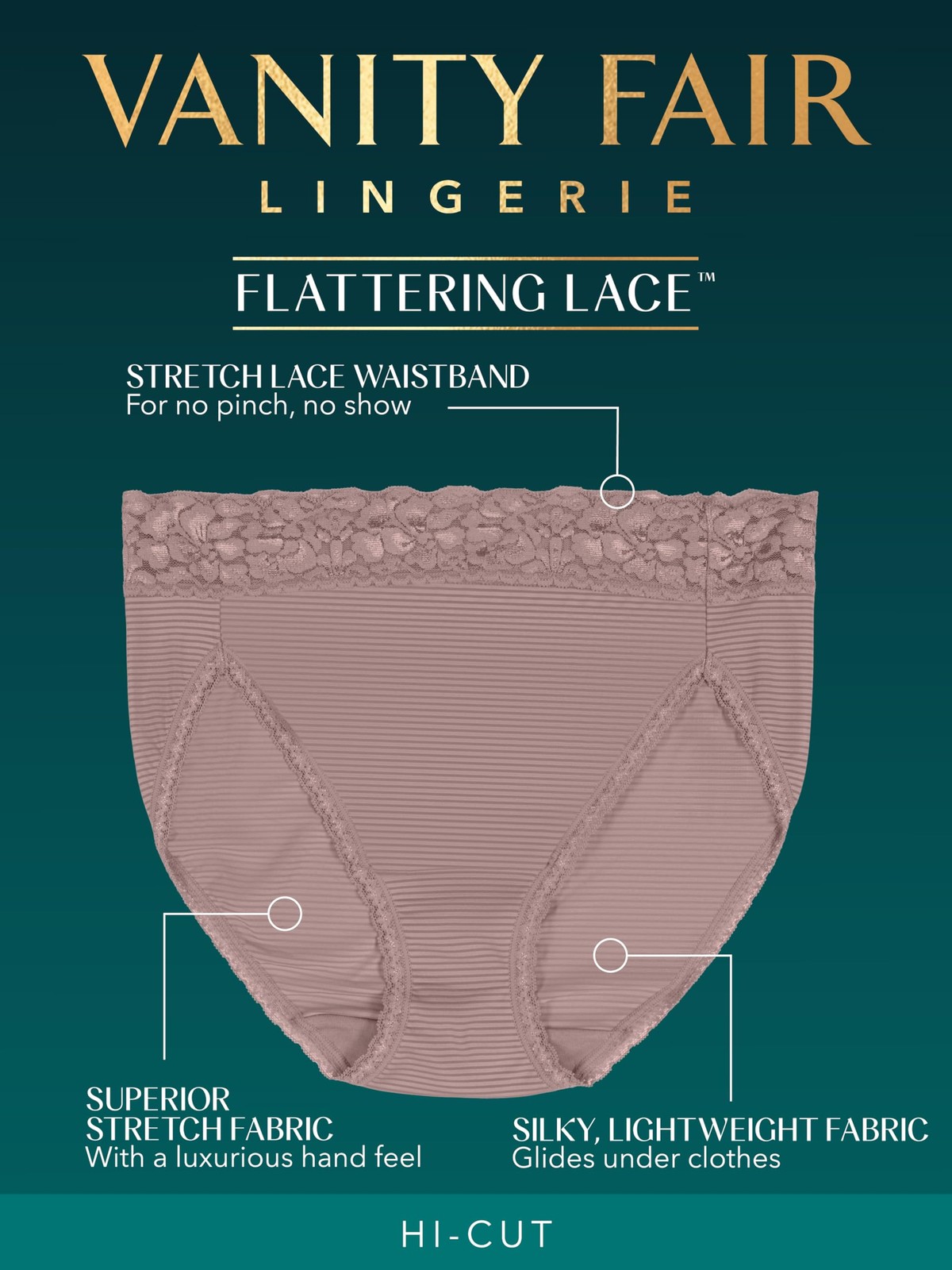 Vanity Fair Flattering Lace Panties Silky Stretch Briefs Black 7 L