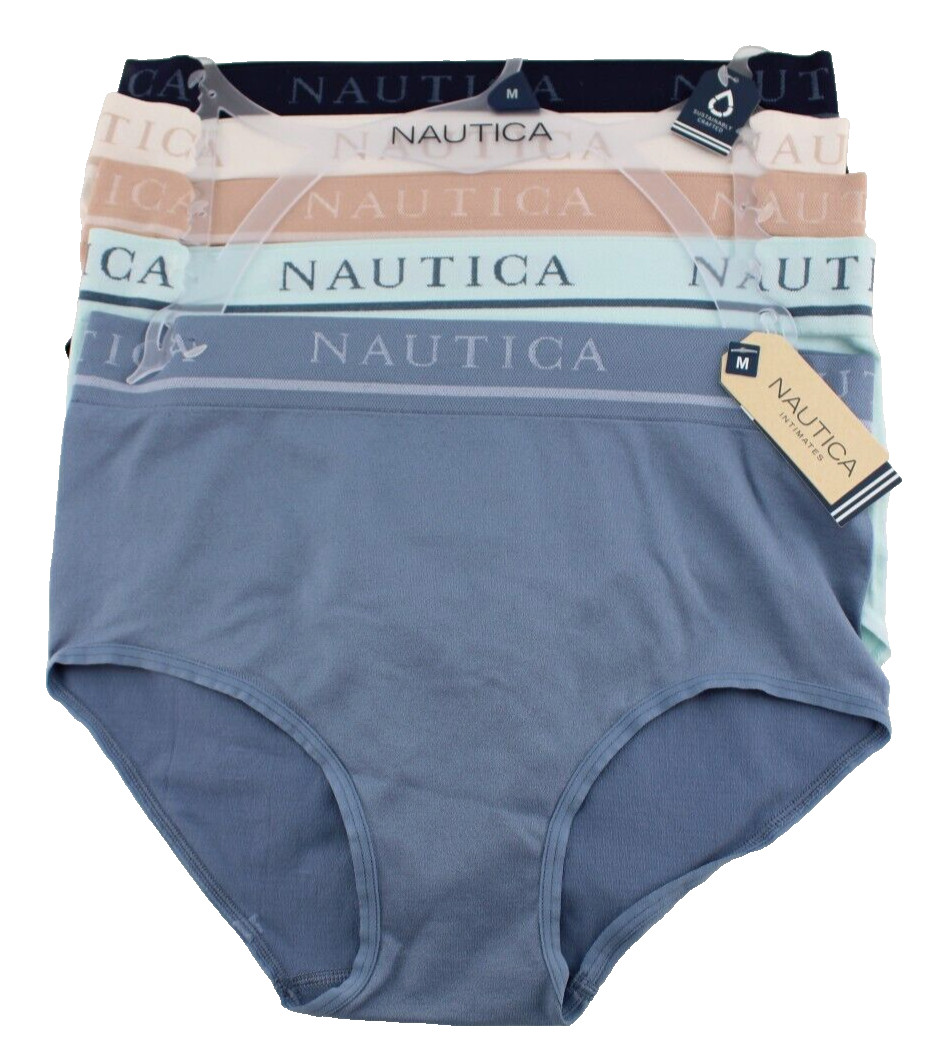 New NAUTICA 5-pk Medium Multi Colors Full Coverage Seamless Women Brief MSRP $48
