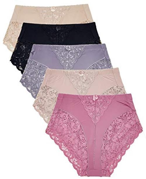 5 Pack Plus Size Underwear Women Light 4X-Large Plus 5 Pack (Assorted Color)