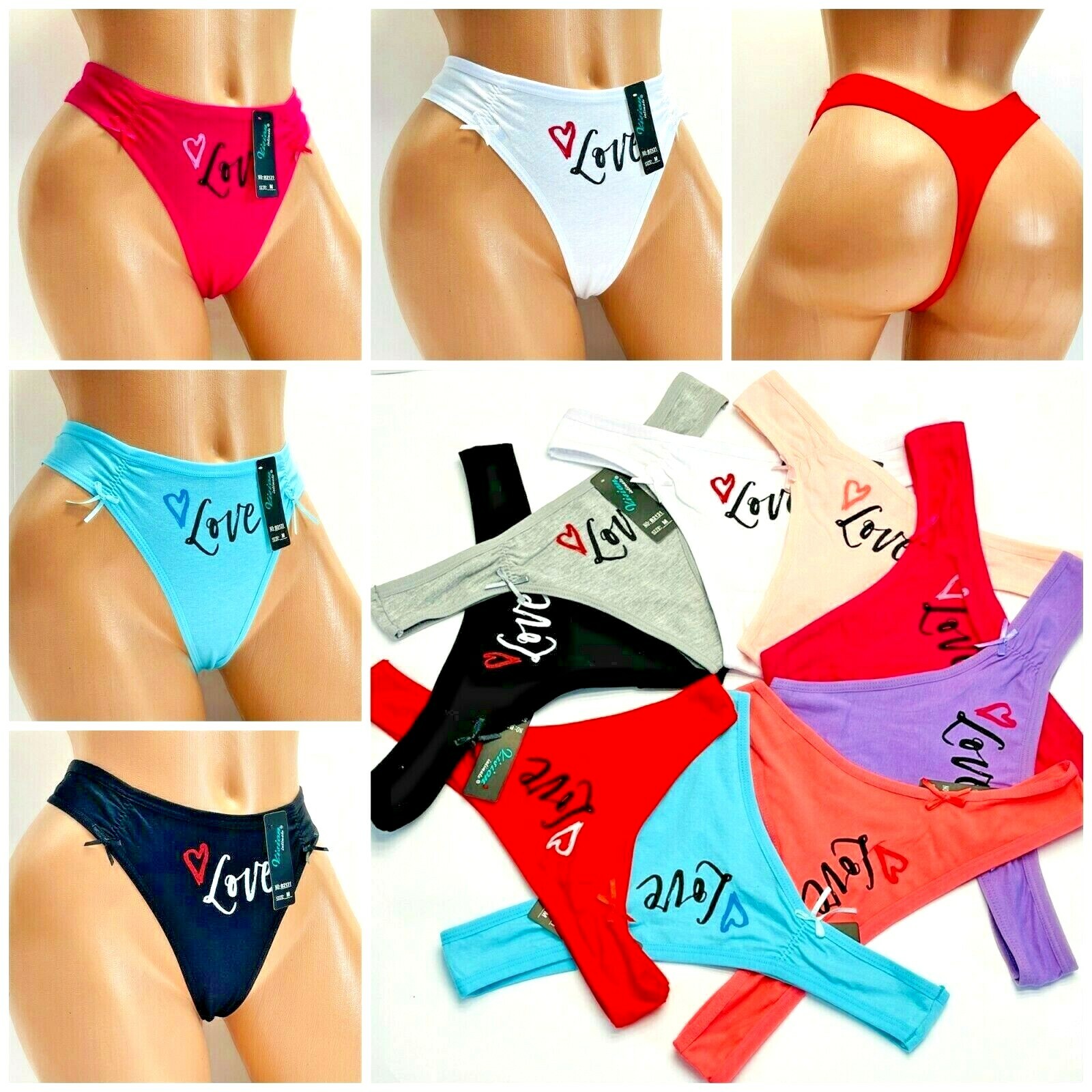 THONGS TANGAS Sports LOVE 6 -12 Panties Undies 95% COTTON ACTIVE WEAR 2131 S-XL