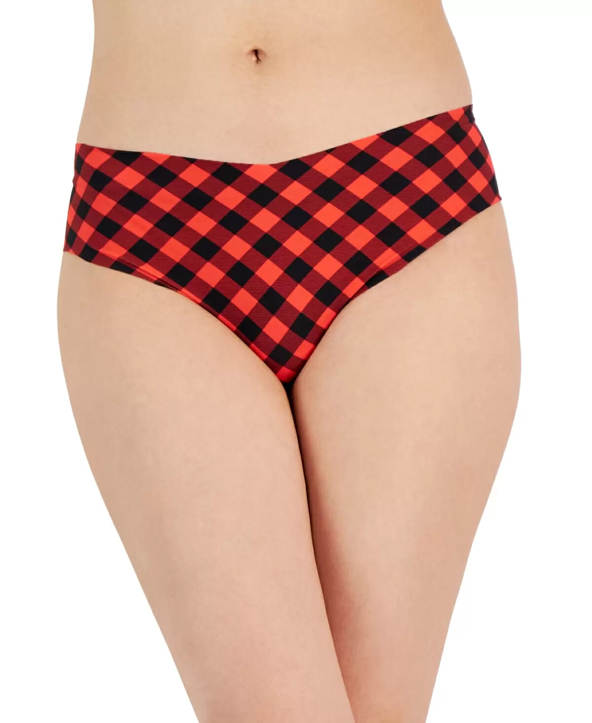 Jenni Women’s No-Show Thong Panty Underwear, Buffalo Plaid Red/Black
